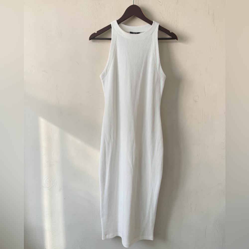 Vici White Ribbed Tank Maxi Dress
